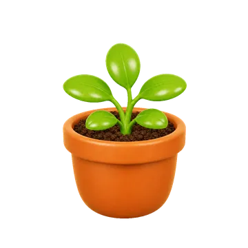 A green sprout in a terracotta pot, art from the app