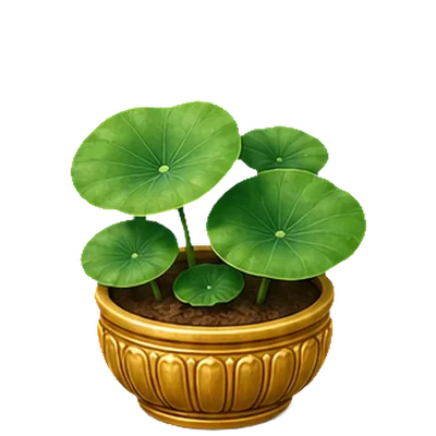 The Glowing Lotus with its first round leaves